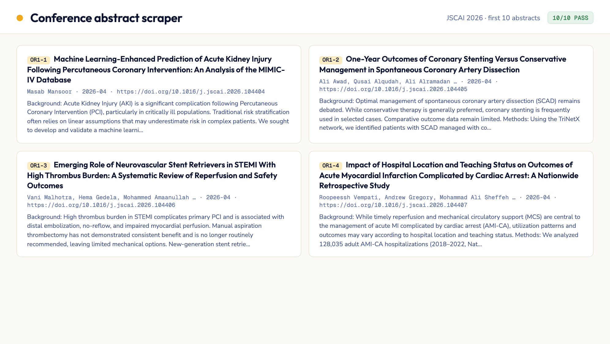JSCAI 2026 issue, first 10 abstracts (quick run)