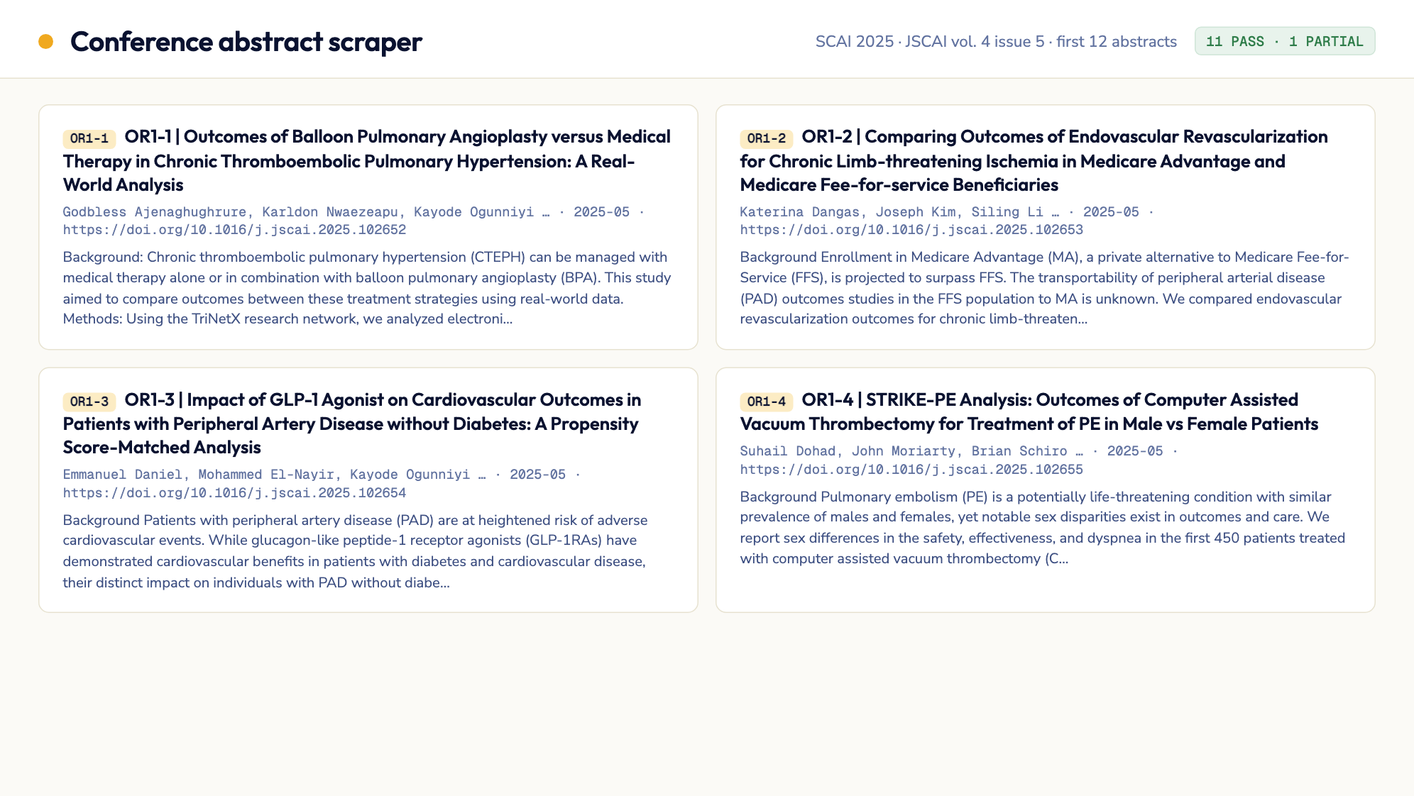 SCAI 2025 supplement (a different year), first 12 abstracts