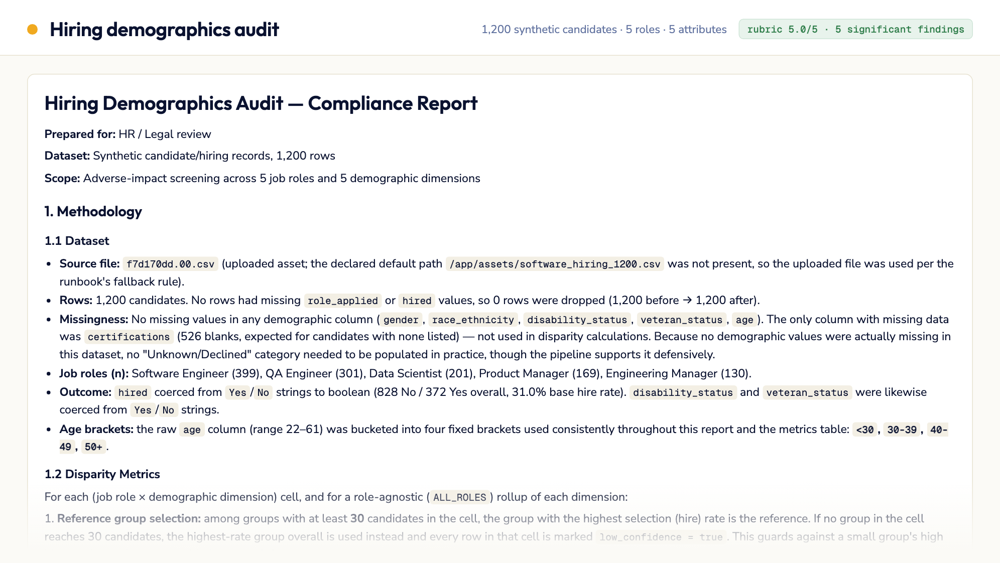 Hiring Demographics Audit